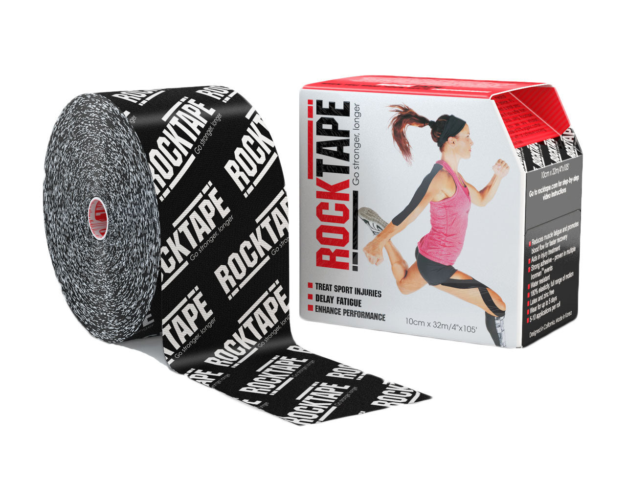 Rocktape Kinesiology Tape Athletes, extra collantes et résistantes à l'eau, réduisent la douleur et la récupération des blessures, 5 cm x 5 m, sans coupe, H2O Logo noir Rocktape Kinesiology Tape Athletes, extra collantes et résistantes à l'eau, réduisent la douleur et la récupération des blessures, 5 cm x 5 m, sans coupe, H2O Logo noir